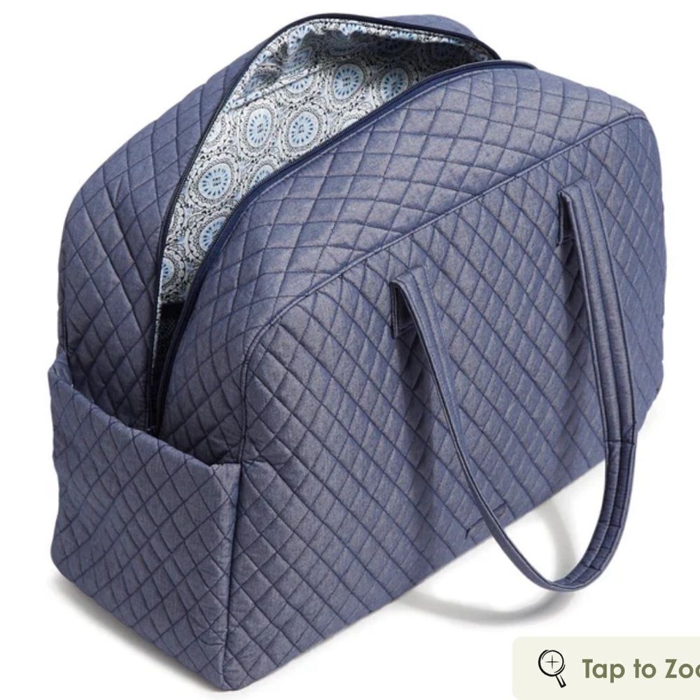 Vera Bradley Denim Moonlight NavyβQuilted Grand Traveler Bag - Picture 3 of 8